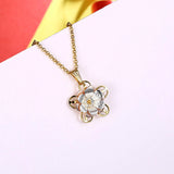 Yellow Rose Gold Plated Necklace Pendant Flower Drop 19 Inches 1MM Lobster B283