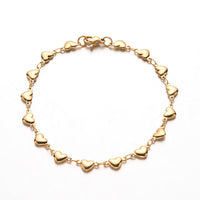 304 Stainless Steel Heart Link Bracelets Lobster Clasp Gold 8.2" P512