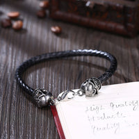 Stainless Steel Leather Bracelet 8.5 Inches 5MM Lobster L387