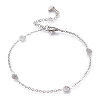 Stainless Steel Cable Anklet Bracelet Heart Link Lobster Silver 8.85" 22.5cm Z37