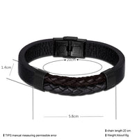 Stainless Steel Leather Bracelet 8 Inches 12MM Box L361