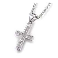 Stainless Steel Pendant Necklace  Cross Clear Silver 17.6" 45cm 17x10x1mm Z566