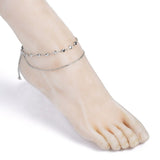 304 Stainless Steel Multi-Strand Anklet Bracelet Lobster Heart Silver 9.2" Z9