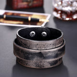 Leather Bracelet Handmade Brown 10 Inches 44MM  Button Clasp L505