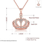 Rose Gold Plated Necklace Pendant Crown Zirconia 20 Inches 1MM Lobster B115