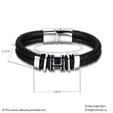 Stainless Steel Leather Bracelet 8 Inches 12MM Slide L366