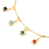 Enamel Star Charm Anklet Bracele Chain Stainless Steel Lobster Gold 9.6" Z14