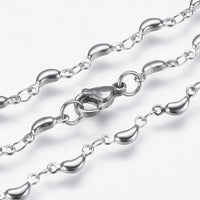 Stainless Steel Necklaces Lobster Crescent Moon Silver 17.7 inches 45cm Z642