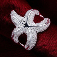 Sterling Silver Plated Fashion Ring Women Starfish B368