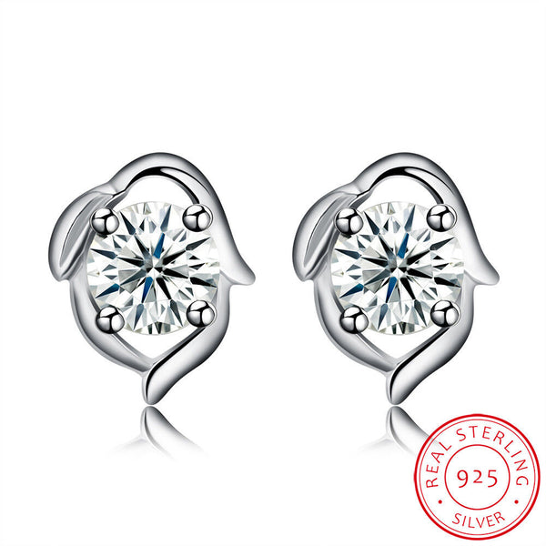 Sterling Silver Earrings  Stud AAA Zirconia  Push Back Clasp L753