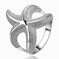 Sterling Silver Plated Fashion Ring Women Starfish B368