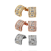 Rose Gold Platinum Plated  Earrings Stud AAA Zirconia Push Back .36" L297
