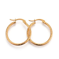 304 Stainless Steel Hoop Earrings Gold 27x25x2mm 1.2x0.7mm P149