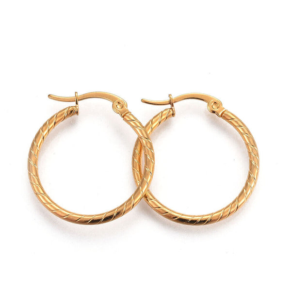 304 Stainless Steel Hoop Earrings Gold 27x25x2mm 1.2x0.7mm P149