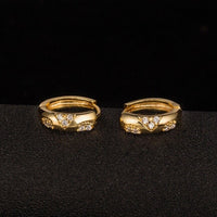 Gold Plated Ring Brass Rhinestone Huggie Hoop Earrings 15mm Z266