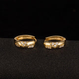 Gold Plated Ring Brass Rhinestone Huggie Hoop Earrings 15mm Z266