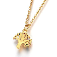 Stainless Steel Pendant Necklace  Tree Gold 17.6" 45cm 13.5x11.5x2.5mm Z565