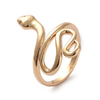 Adjustable Brass Cuff Rings Open Rings Snake Gold Size 6 16.7mm Z698