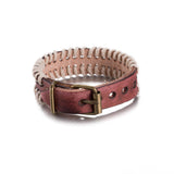 Leather Bracelet  Brown 9 Inches 20MM Push button L454