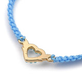 Adjustable Nylon Cord Braided Bead Bracelet Resin Round Heart Light Blue Z147