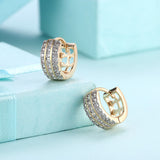 Yellow Gold Plated Earrings  Hoop Huggies AAA Zirconia  Latch Back Clasp L574