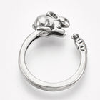 Alloy Cuff Ring Rabbit Bunny Carrot Antique Silver Size 6 Adjustable 16.5mm P460