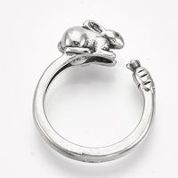 Alloy Cuff Ring Rabbit Bunny Carrot Antique Silver Size 6 Adjustable 16.5mm P460