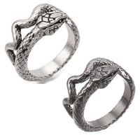 Alloy Cuff Finger Ring Snake Antique Silver Black Size 8 Adjustable 18mm P465