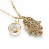 Stainless Steel Pendant Necklaces PlasticHamsa Fatima Eye Gold 17.7" 1mm Z457