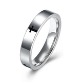 Stainless Steel Band Wedding Ring Black Men's Unisex Cross B449