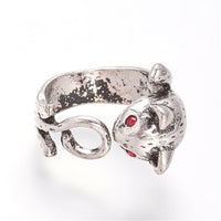 Alloy Ring Squirrel Adjustable Cat Antique Silver Size 6 Adjustable 16mm P435