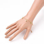 Enamel Charm Bracelet Bar Stainless Steel Lobster Flower Gold 7.3" Z166