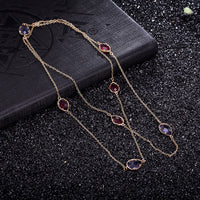 Yellow Gold Plated Necklace Chain AAA Zirconia Purple Red Lobster Clasp B383