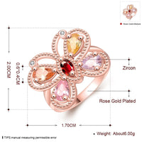 Rose Gold Plated Fashion Ring AAA Zirconia Women Butterfly B260