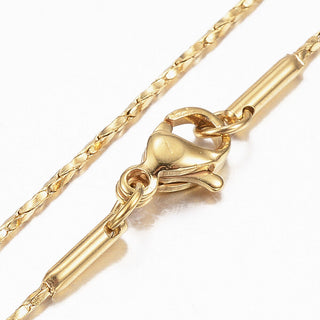Stainless Steel Chain Necklace Lobster Clasp Gold 16.54" 0.8mm P112