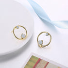 Yellow Gold Plated Earrings Stud AAA Zirconia  Push Back Clasp L511