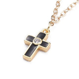 Zirconia Charms Bracelet Enamel Stainless Steel Lobster Cross Adjustable Z139