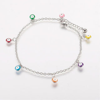 Stainless Steel Bracelet Charm Enamel Charm Evil Eye Adjustable 2mm P221