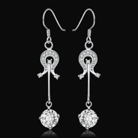 Sterling Silver Drop Dangle Hook Earrings  Zirconia L57