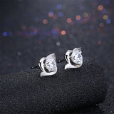 Sterling Silver Earrings  Stud AAA Zirconia  Push Back Clasp L734