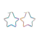Stainless Steel Hoop Earrings Star 12 Gauge 46.5x45.5 2mm Pin: 1x0.6mm A199