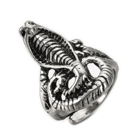 Alloy Finger Ring Wide B Ring Snake Antique Silver Size 7 Adjustable 17.5mm P411