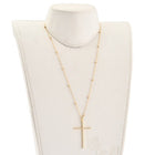 Cubic Zirconia Pendant Necklace Stainless Steel Lobster Cross Gold 26" Z521