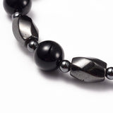 Necklace Stretch Bracelet Earrings Set Magnetic Hematite Natural Agate 20" P751