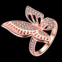 Rose Gold Plated Ring AAA Zirconia Butterfly B489