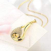 Yellow Gold Plated Necklace Pendant Drop Zirconia 19 Inches 1MM Lobster B138