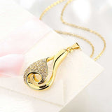 Yellow Gold Plated Necklace Pendant Drop Zirconia 19 Inches 1MM Lobster B138