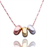 Rose Gold Plated  Necklace Pendant Gold Rose Beads 21 Inches 1MM Lobster B75