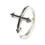 Alloy Cuff Finger Ring Cross Antique Silver Size 4 Adjustable 15mm P422