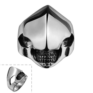 Mens Unisex Stainless Steel Ring Shield Alien Teeth Silver L69